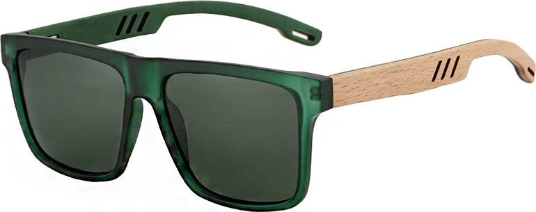 VeyRey Sluneční polarizační brýle nerd imitace dřeva Surance zelená obruba, černá skla