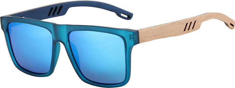 VeyRey Sluneční polarizační brýle nerd imitace dřeva Surance tmavě modrá obruba, modrá skla