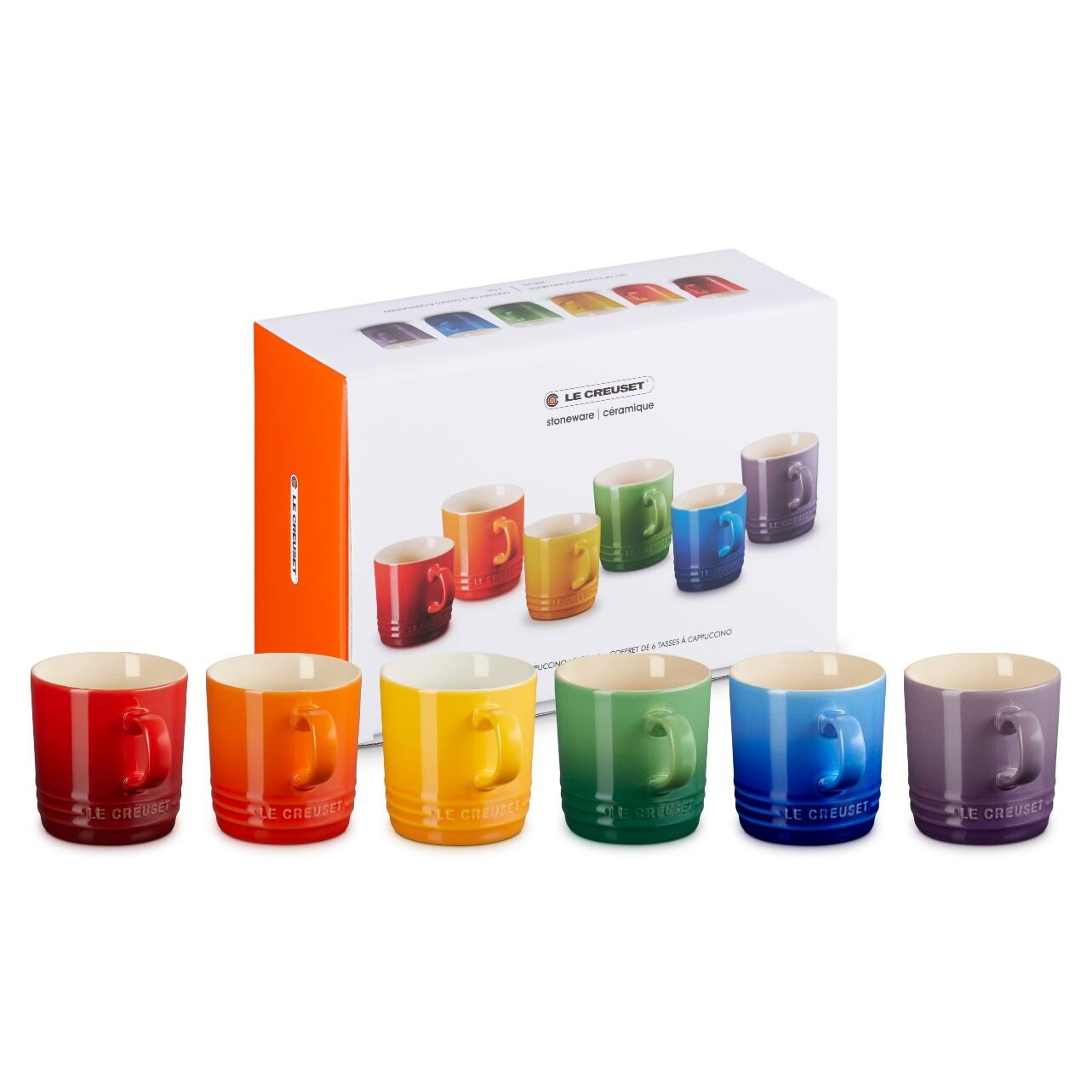 Hrnček na cappuccino 200 ml, sada 6 ks, RAINBOW, kamenina, Le Creuset