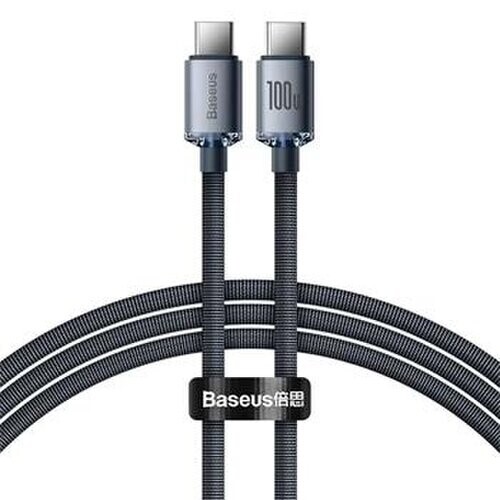 Baseus CAJY000601 Crystal Shine Series Datový Kabel USB-C - USB-C 100W 1,2m Black (Pošk. Balení)