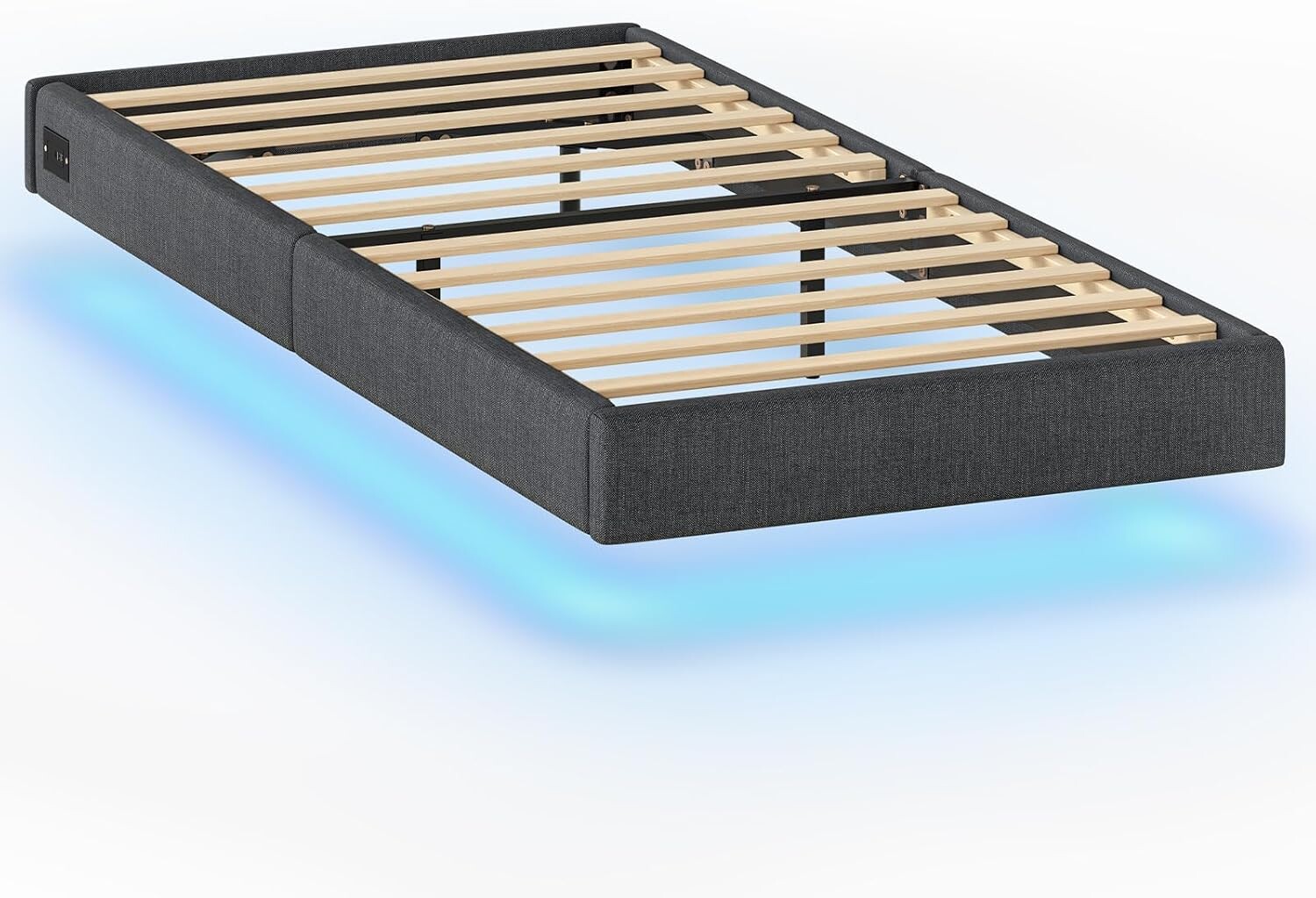 Jednolůžková postel Timaro s nabíjecí stanicí a LED osvětlením 90x200 šedá
