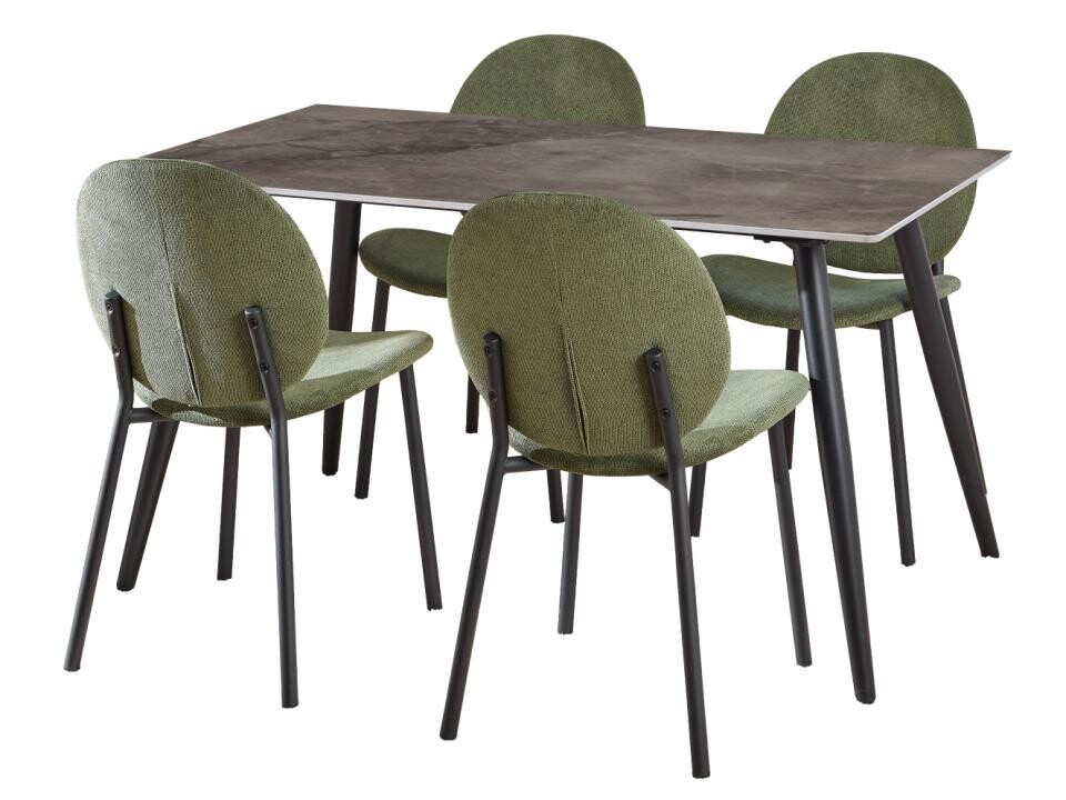 Jídelní set Wicklow 140 cm šedý mramor/zelený