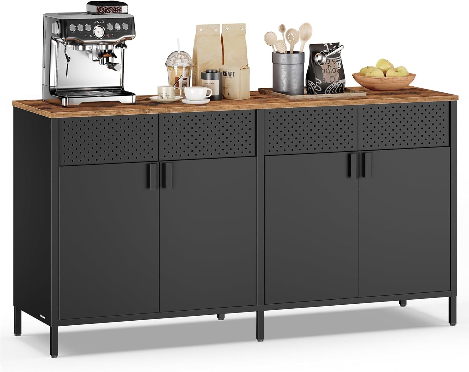 Komoda Vasagle Teduo 141 cm černá/hnědá