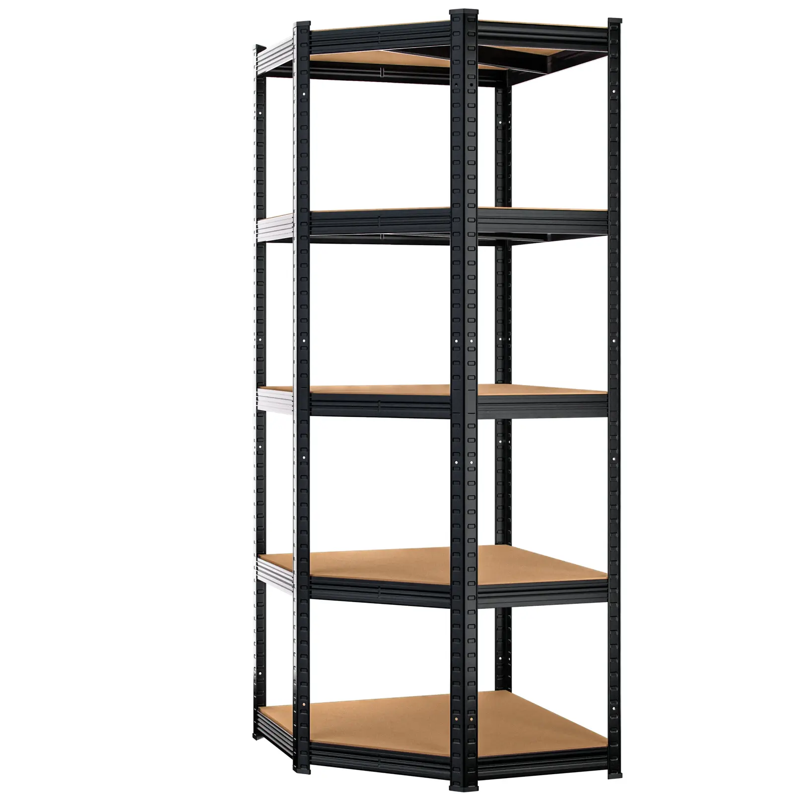 Rohový dílenský regál Della 70x180 cm černý/hnědý