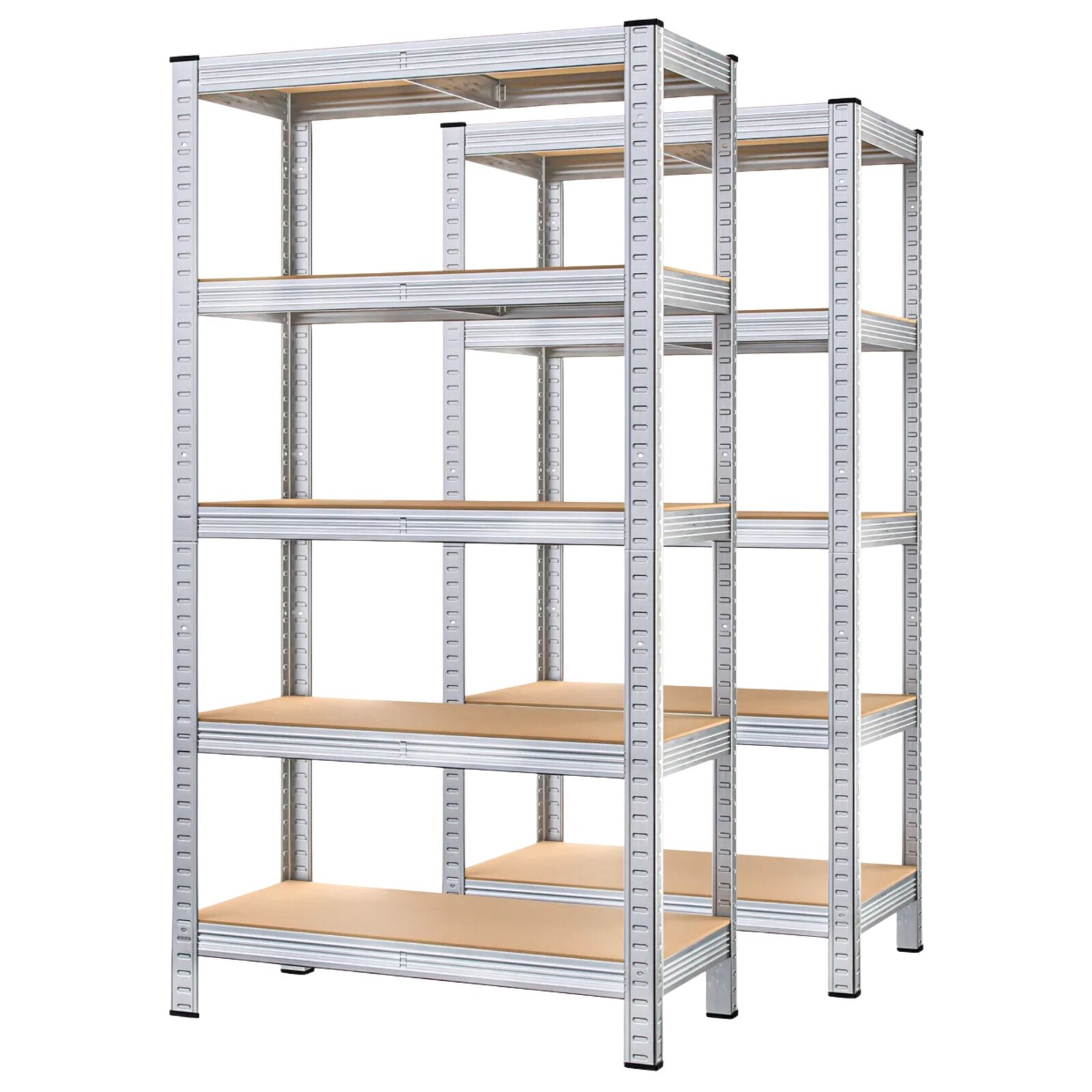 Sada 2 ks dílenských regálů Crown 90x180 cm stříbrná/hnědá