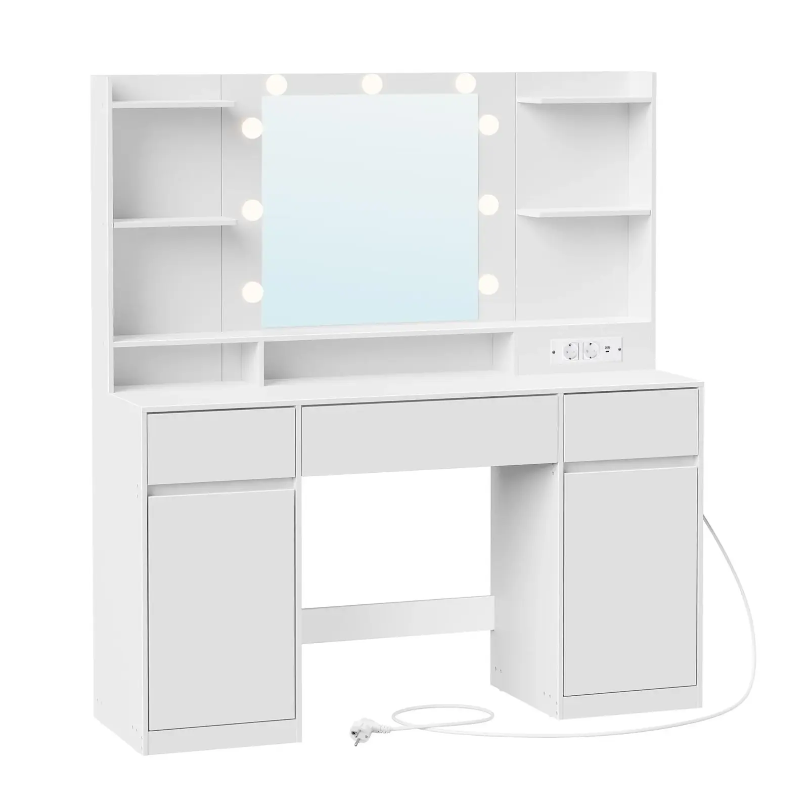 Toaletní stolek s LED osvětlením a nabíjecí stanicí Vasagle Brill 107 cm bílý