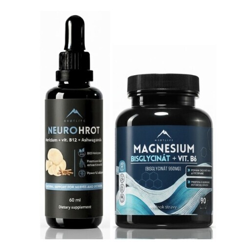 Neuro podpora - Neurohrot tinktúra 60ml a Magnézium bisglycinát 90pcs Hrotlife