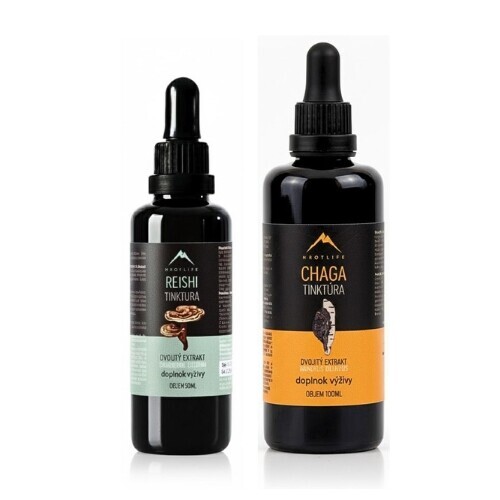 Jarný protokol na alergie: Reishi tinktúra 50ml a Chaga tinktúra 100ml Hrotlife