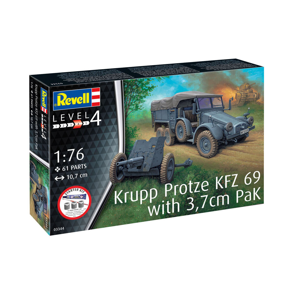 Revell Starter Kit Military 73344 - Krupp Protze KFZ 69 s 3,7 cm Potom (1:76)