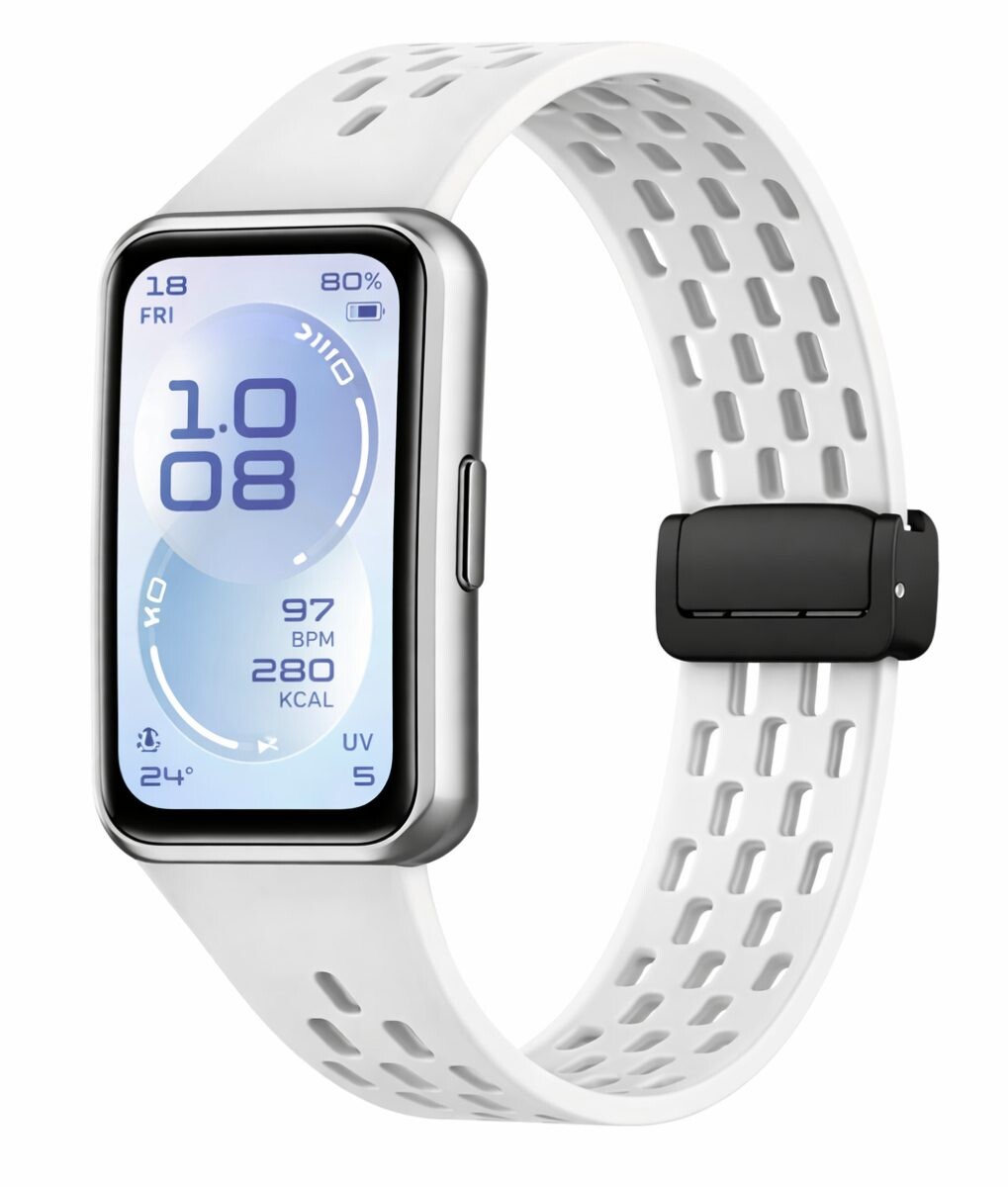 eses Silikónový dierkovaný remienok s magnetickou prackou pre Huawei Band 11 a Huawei Band 11 Pro - Bílý