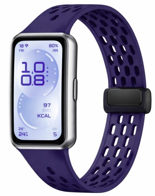 eses Silikónový dierkovaný remienok s magnetickou prackou pre Huawei Band 11 a Huawei Band 11 Pro - Modrý