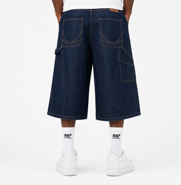 Bermudy Karl Kani OG Rinsed Relaxed Baggy Workwear Shorts Blue - 38W