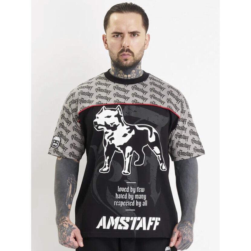 Tričko pánske Amstaff Varek - čierne-sivé, M