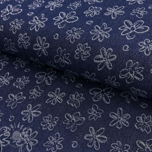 JEANS DENIM JACQUARD Flower dark blue