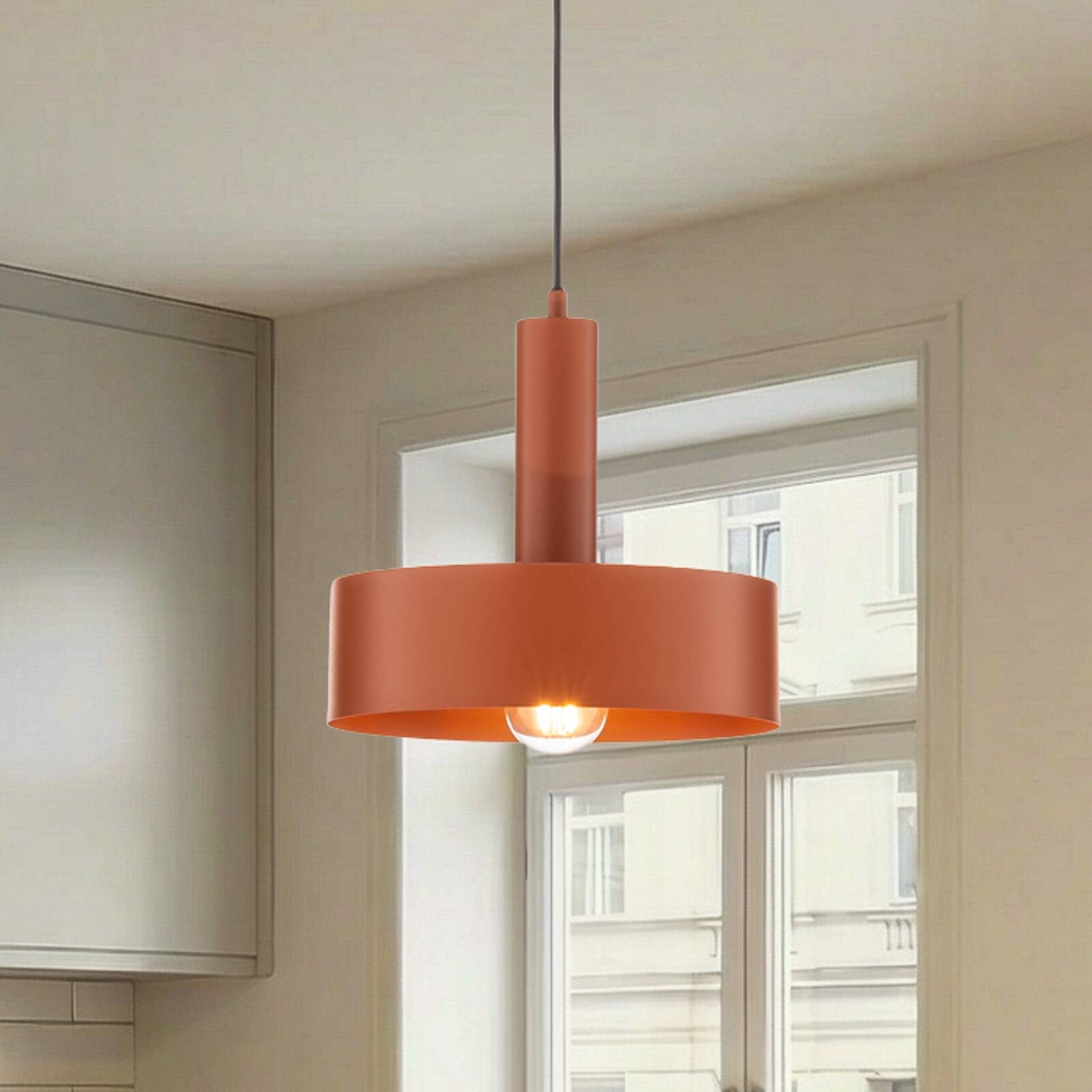 Závesné svietidlo Vitrum round, červené, valcovité, Ø 27 cm