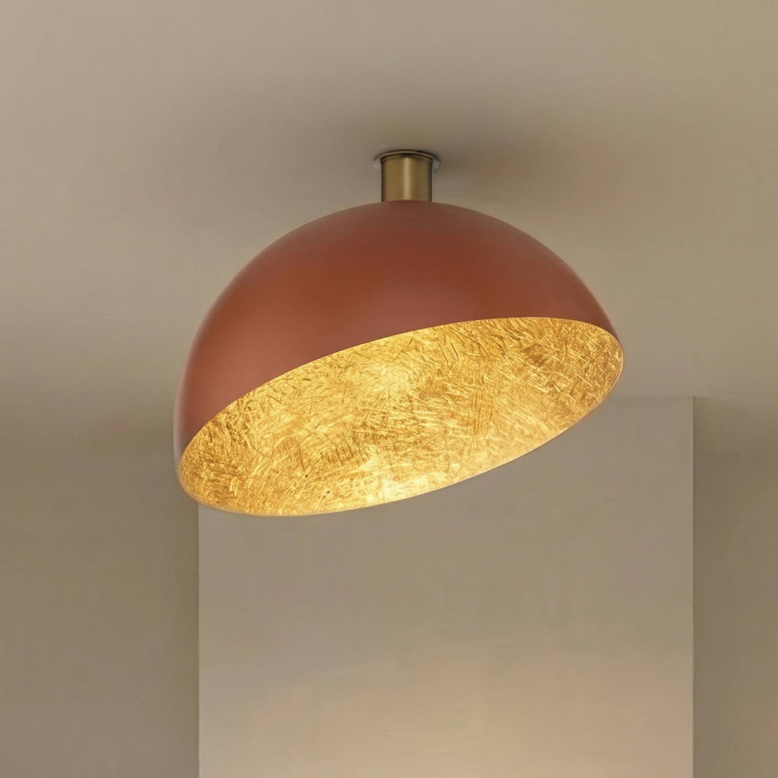 Stropné svietidlo Sfera, Ø 50 cm, červená/zlatá, kov, E27