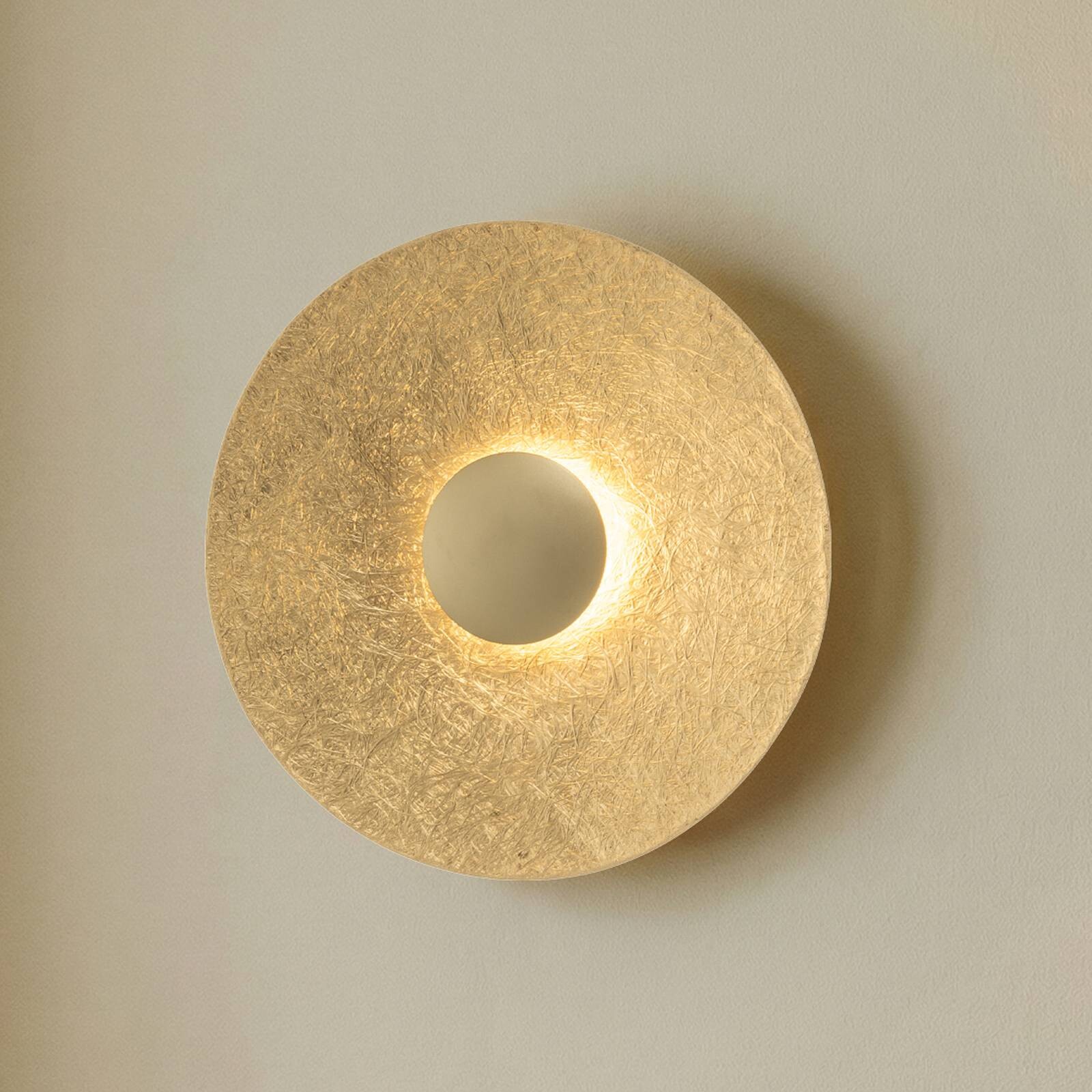 LED nástenné svetlo Sole S, Ø 44 cm, zlatá farba, oceľ, 3 000 K