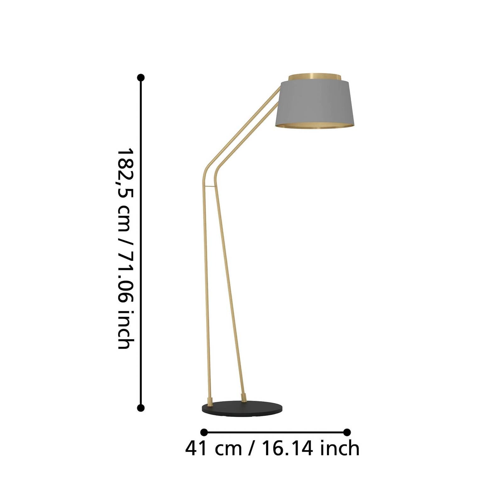 Stojacia lampa Stars of Light Almerimar, sivá/mosadz, 181 cm