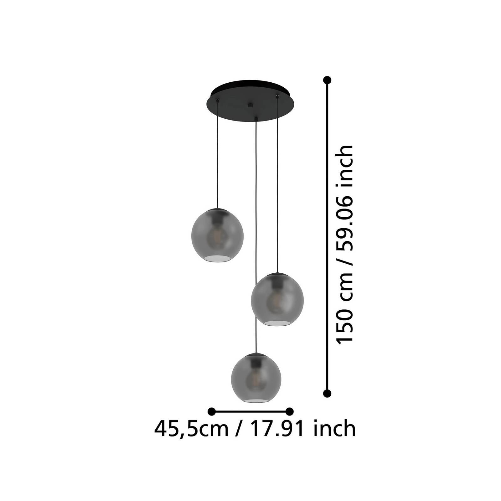 Závesné svietidlo Stars of Light Arangona, sivé, Ø 46 cm, 3-pl.
