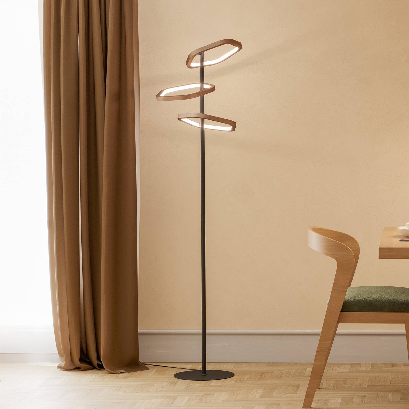 LED stojacia lampa Stars of Light Estrella, bronzová/čierna, 160 cm