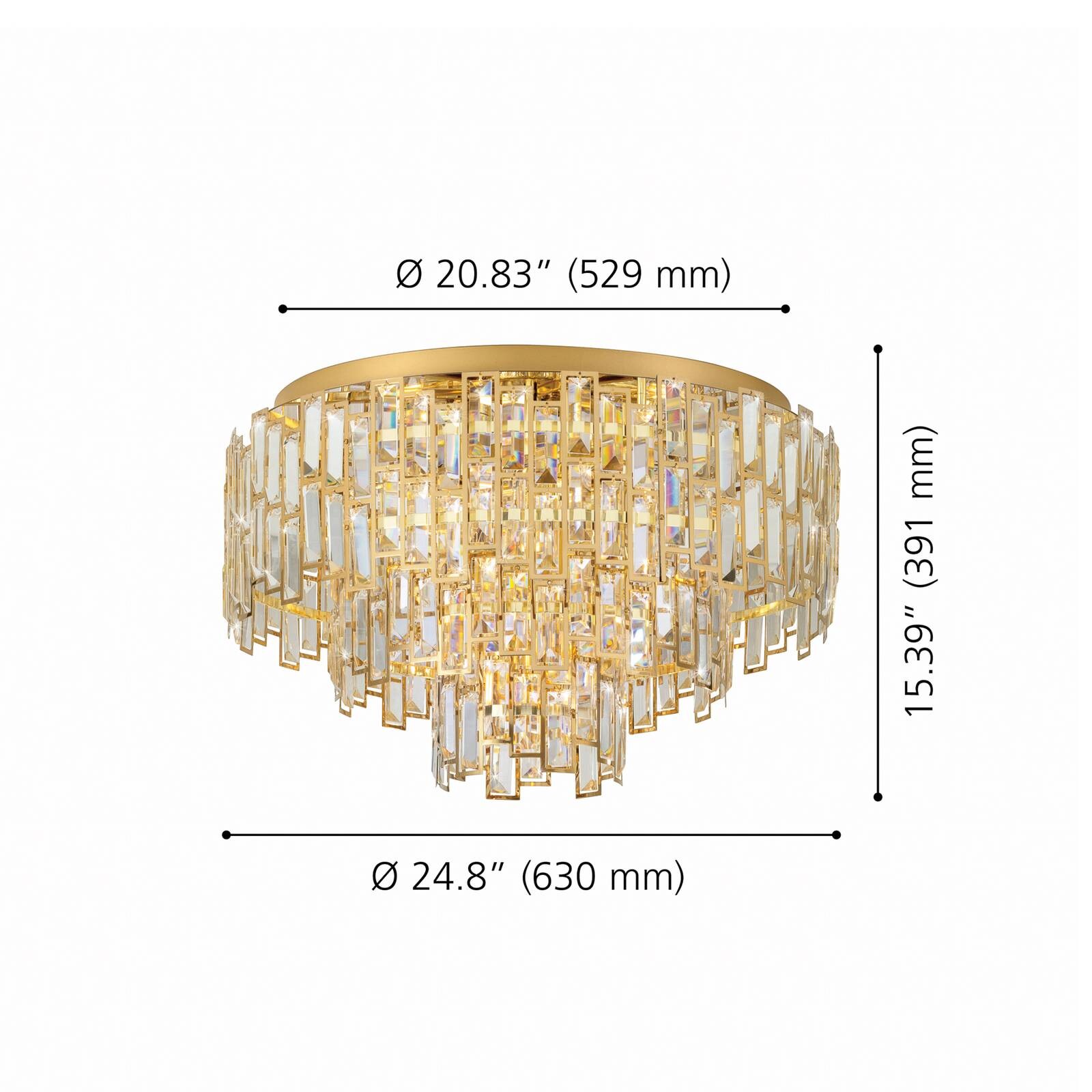 Stropné svietidlo Stars of Light Calmeilles z mosadze, Ø 63 cm, sklo