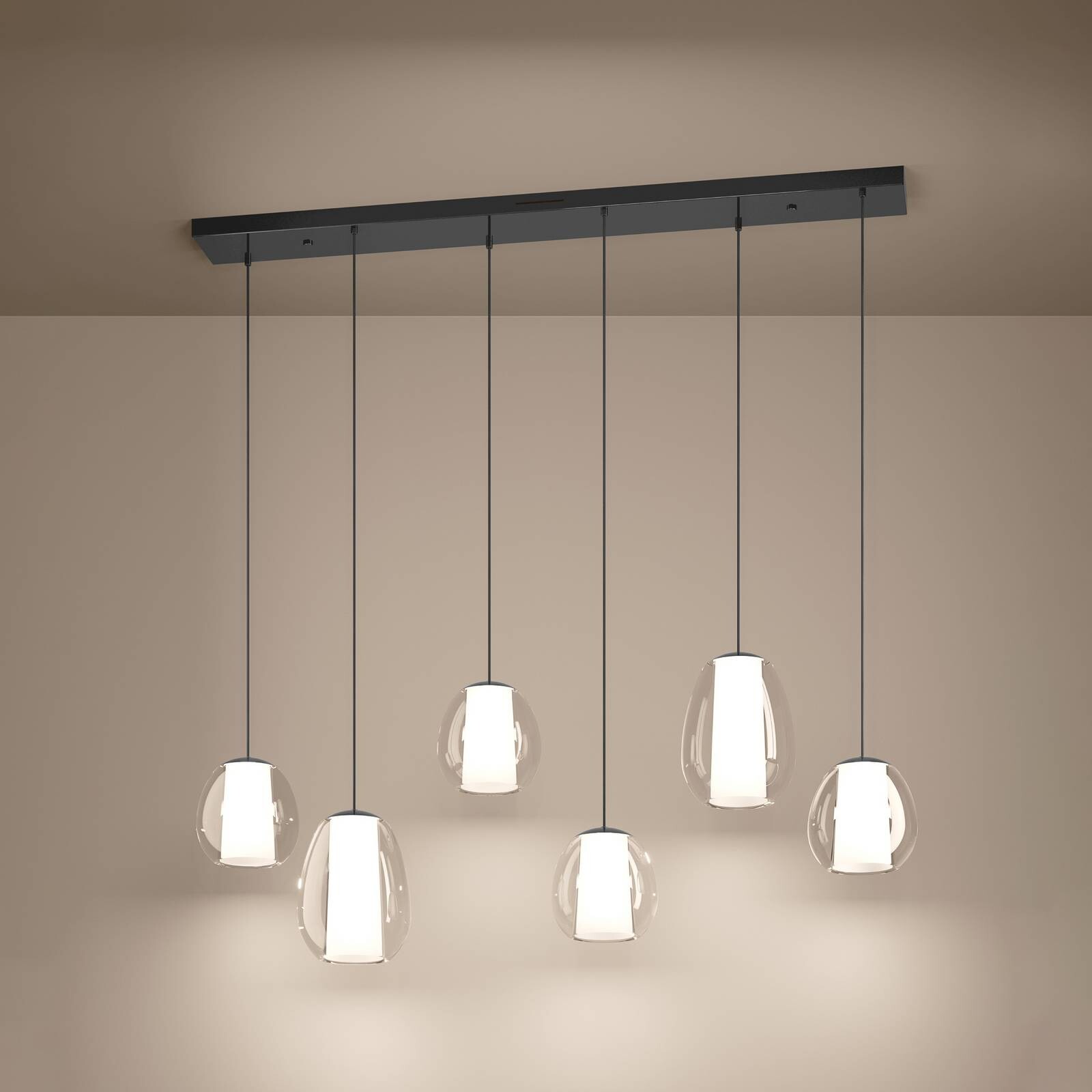 LED závesné svietidlo Stars of Light Menorca, niklová, 143 cm, 6-pl., CCT
