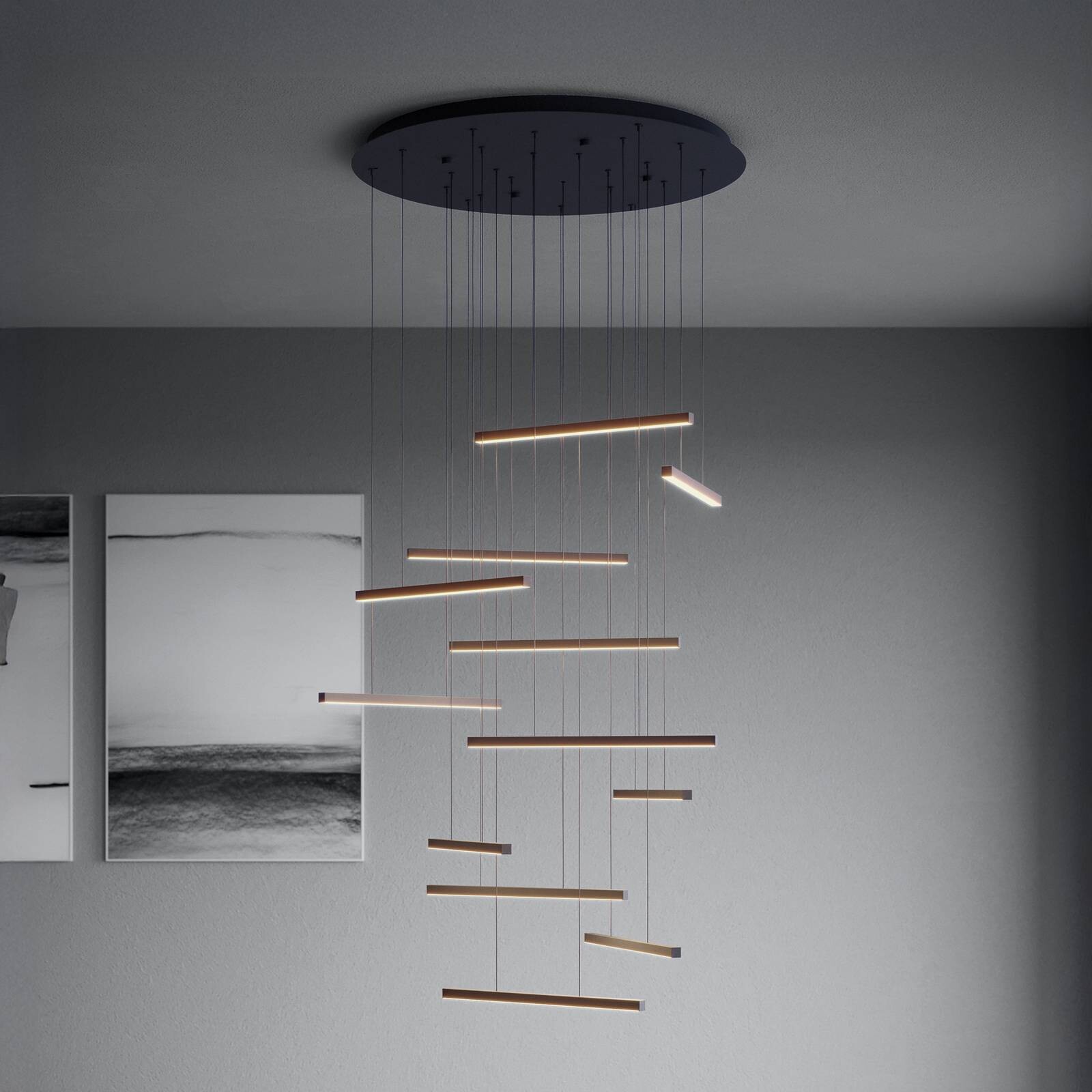 LED závesné svietidlo Stars of Light Lindoza, čierna, 44 cm, 12-pl.