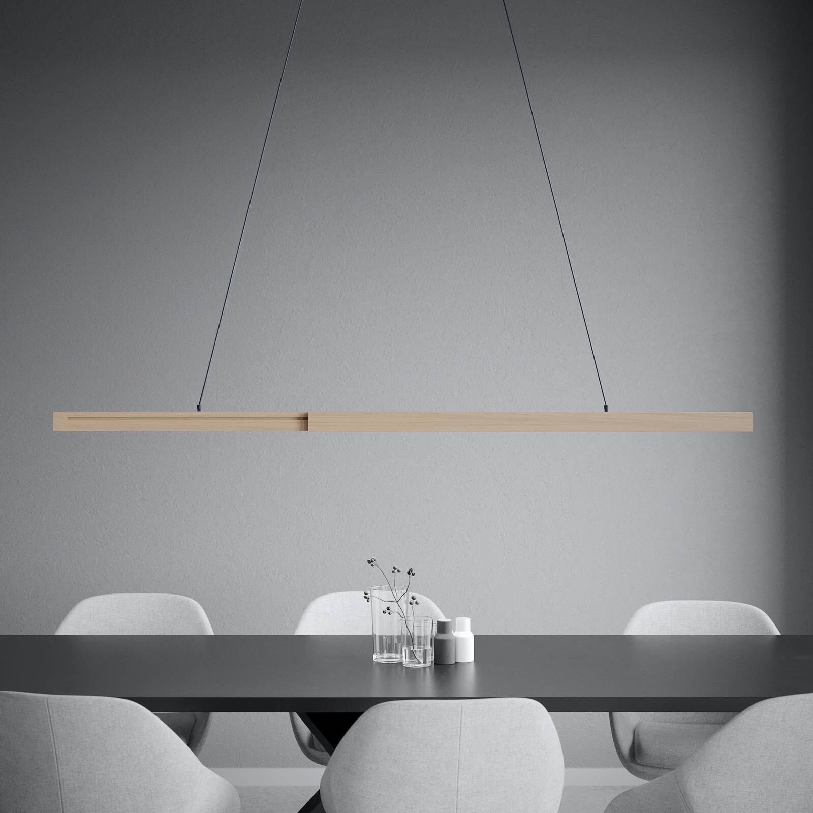 LED závesné svietidlo Stars of Light Montebuono, drevo, 180 cm, stmievateľné