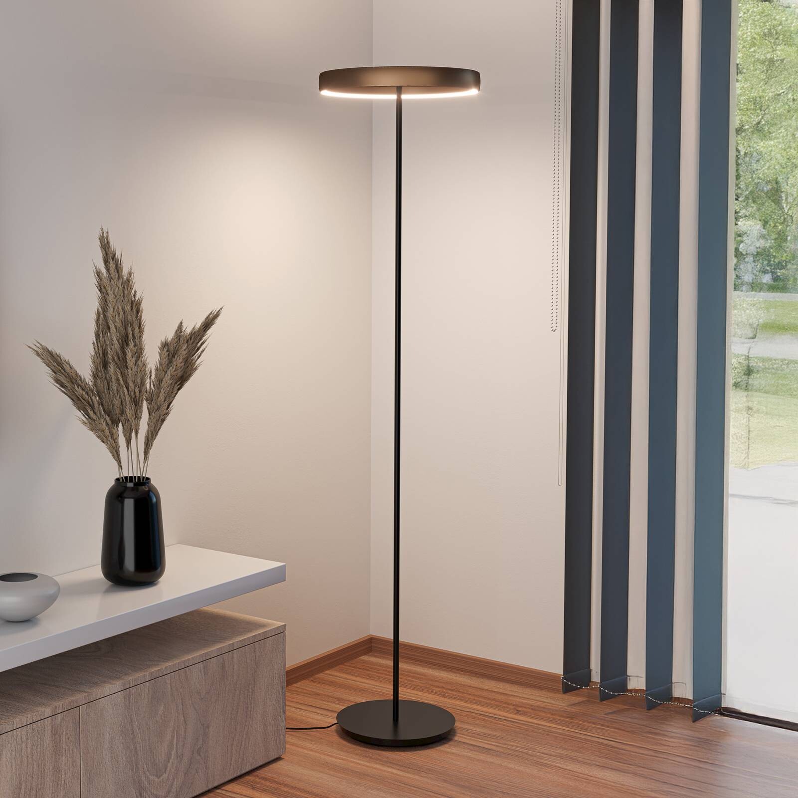 LED stojacia lampa Stars of Light Trabuco čierna/hnedá 175 cm