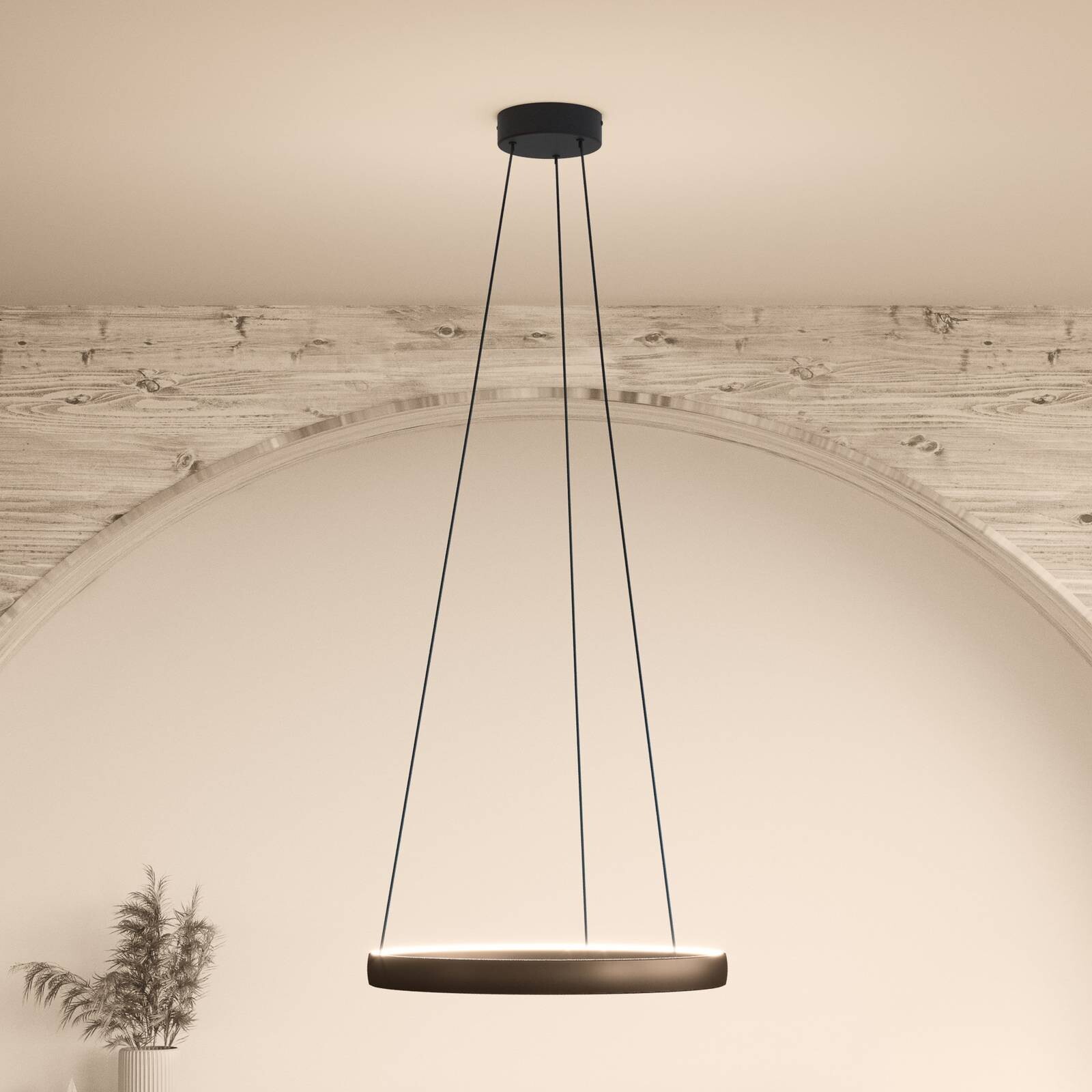 LED závesné svietidlo Stars of Light Trabuco, hnedá, Ø 80 cm CCT