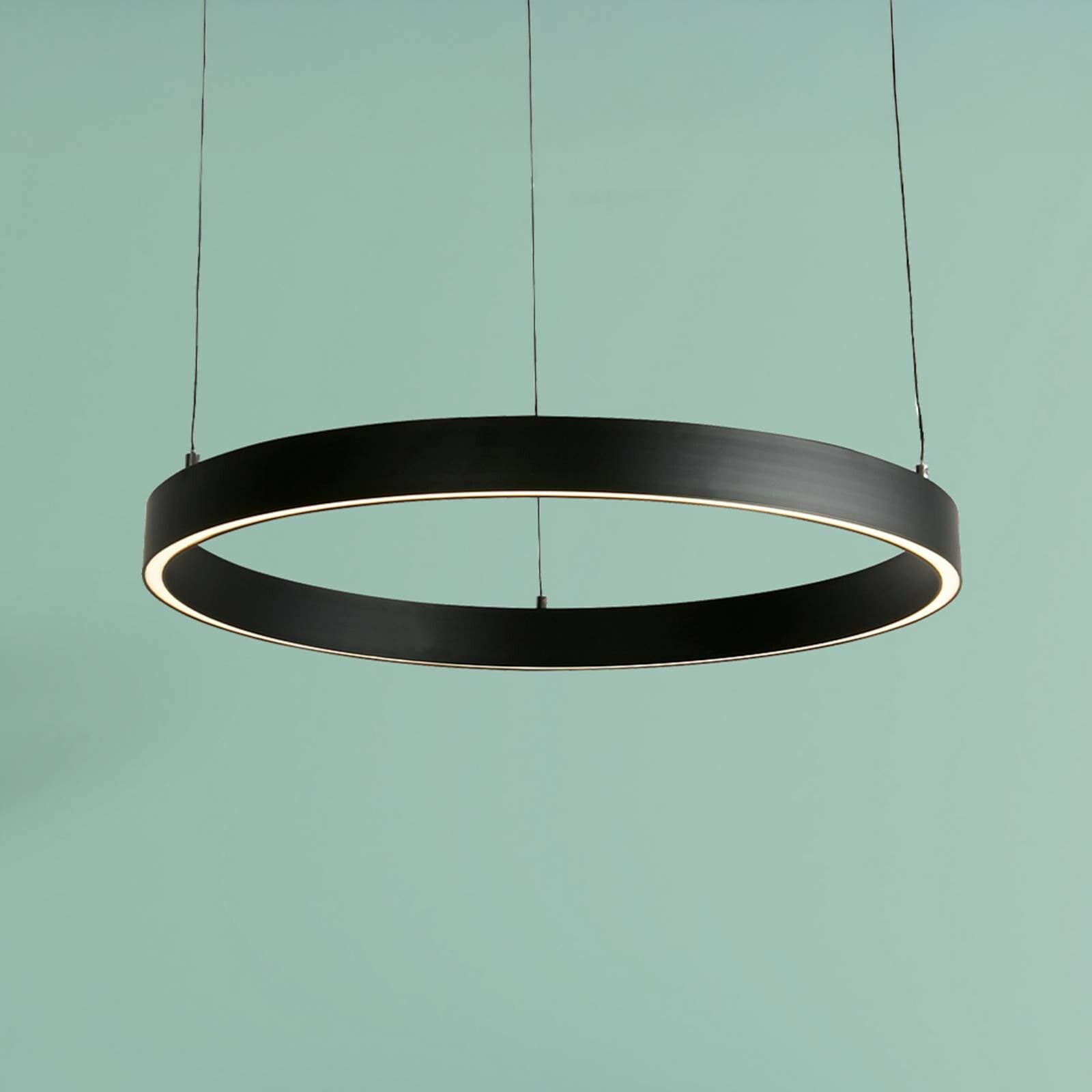 LED závesné svietidlo Layla, čierna, Ø 64 cm CCT, s nastaviteľnou výškou