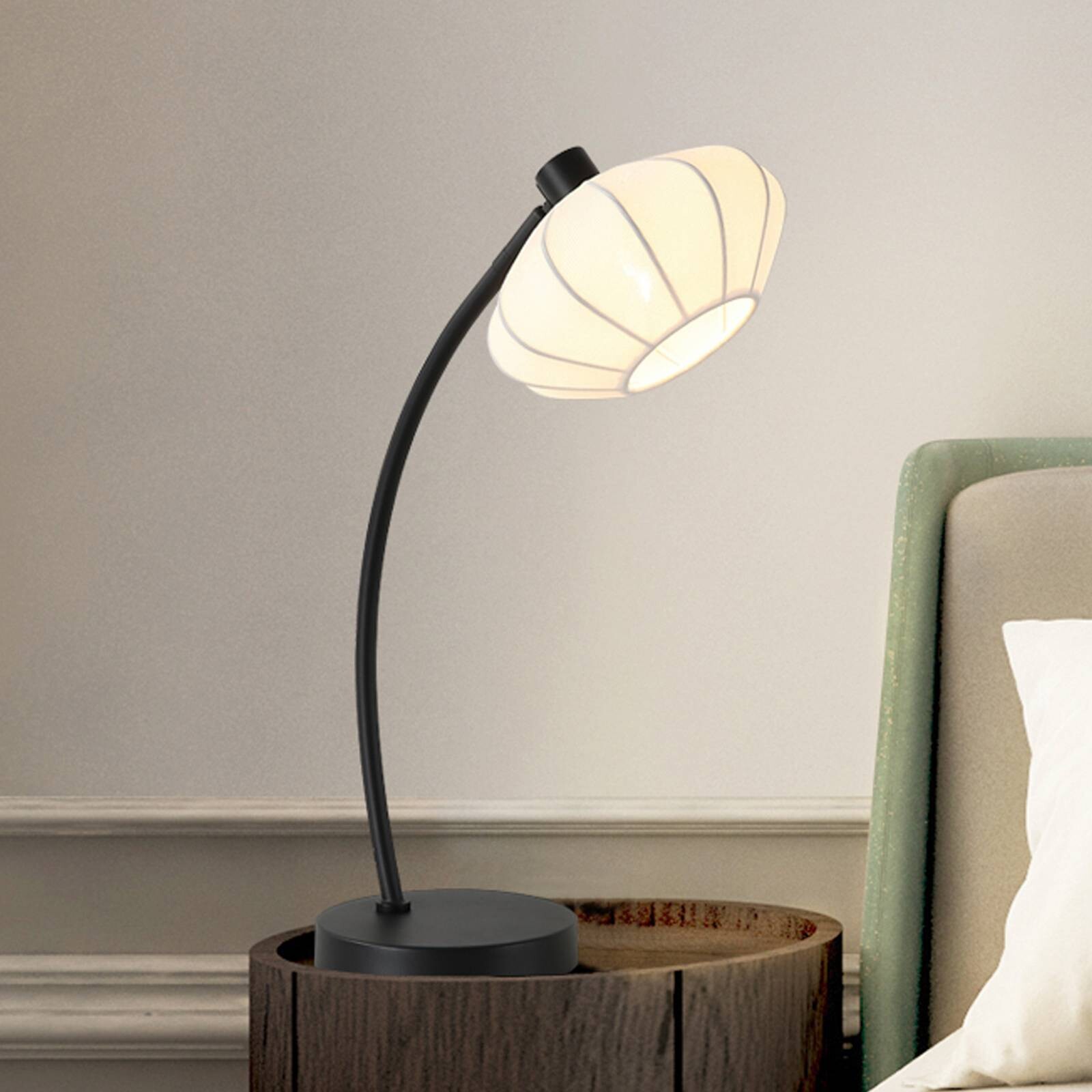 Stolová lampa Radiant, čierna/biela, výška 48 cm, kov/textília