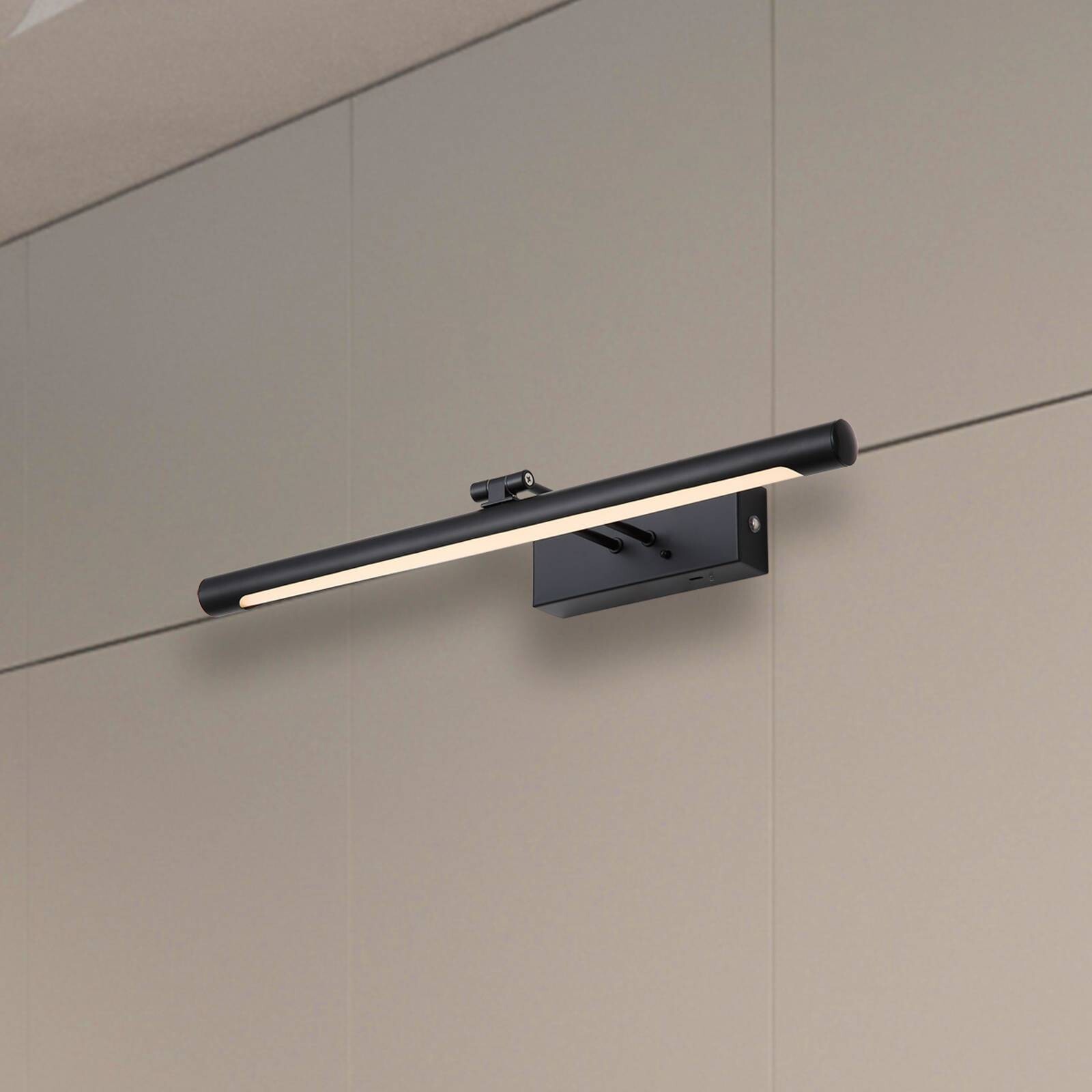 LED nástenné svetlo na akumulátor Holton, matná čierna, šírka 45 cm, CCT