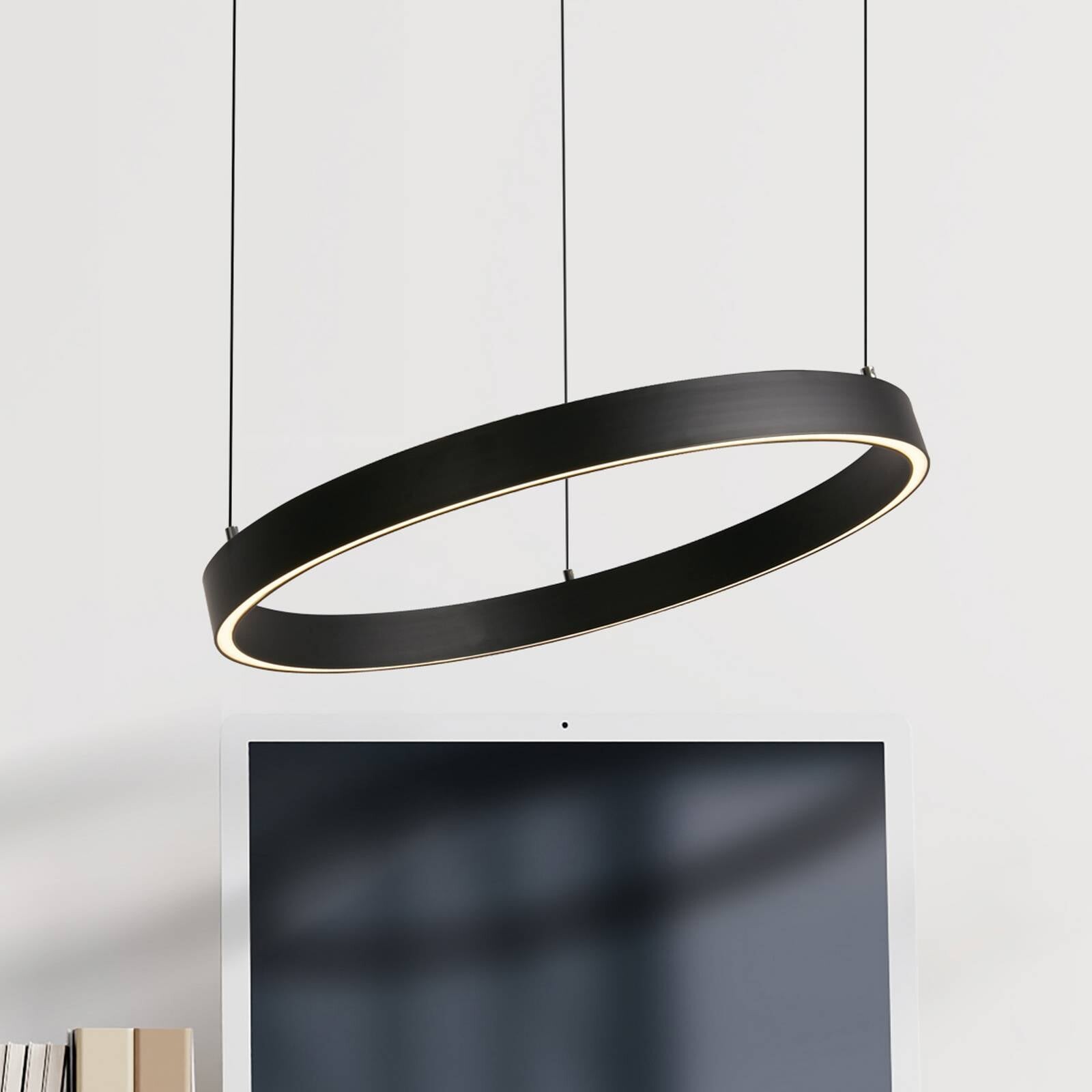 LED závesné svietidlo Layla, čierna, Ø 44 cm CCT, s nastaviteľnou výškou
