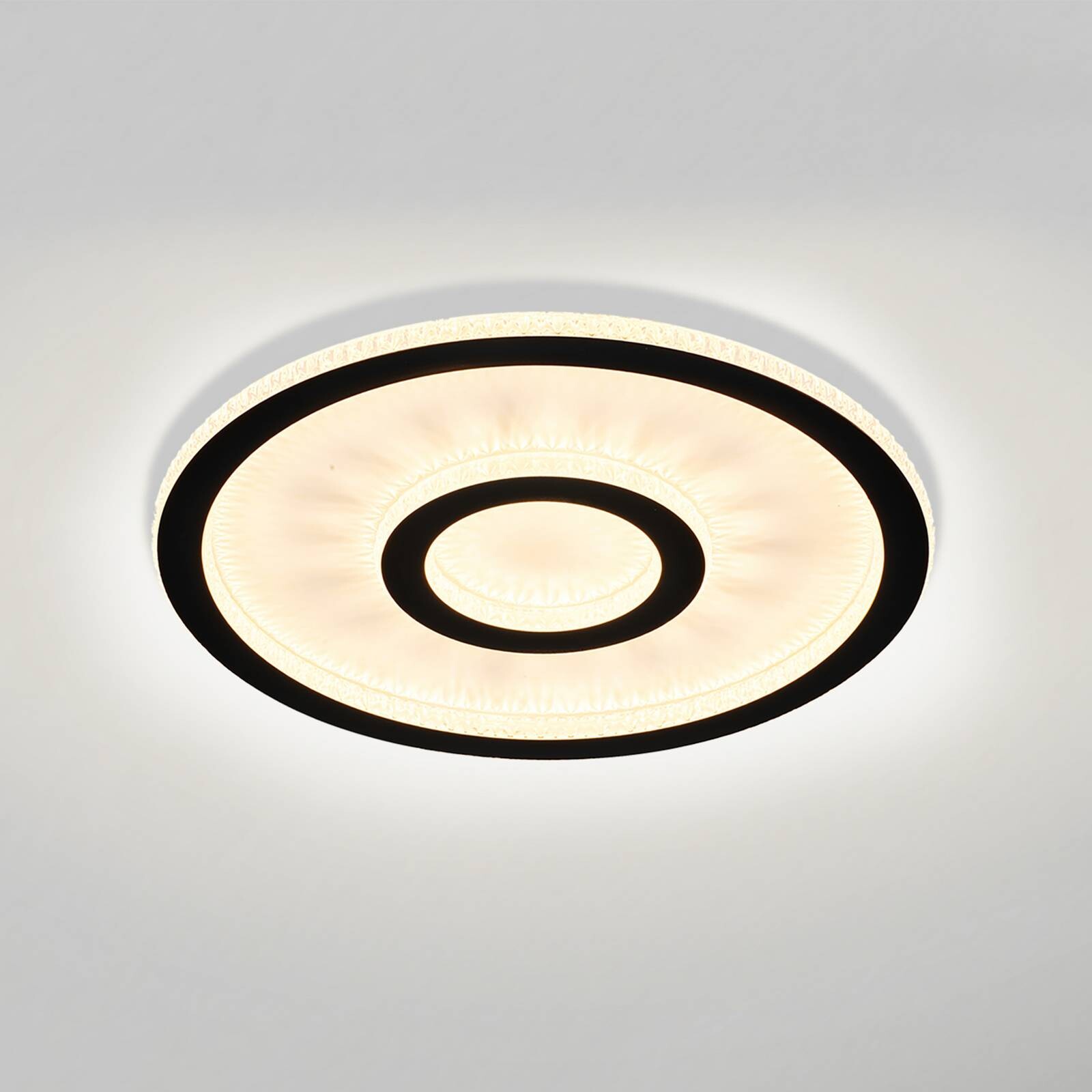 Stropné LED svetlo Roundel, biele/čierne, Ø 35 cm, železo/akryl