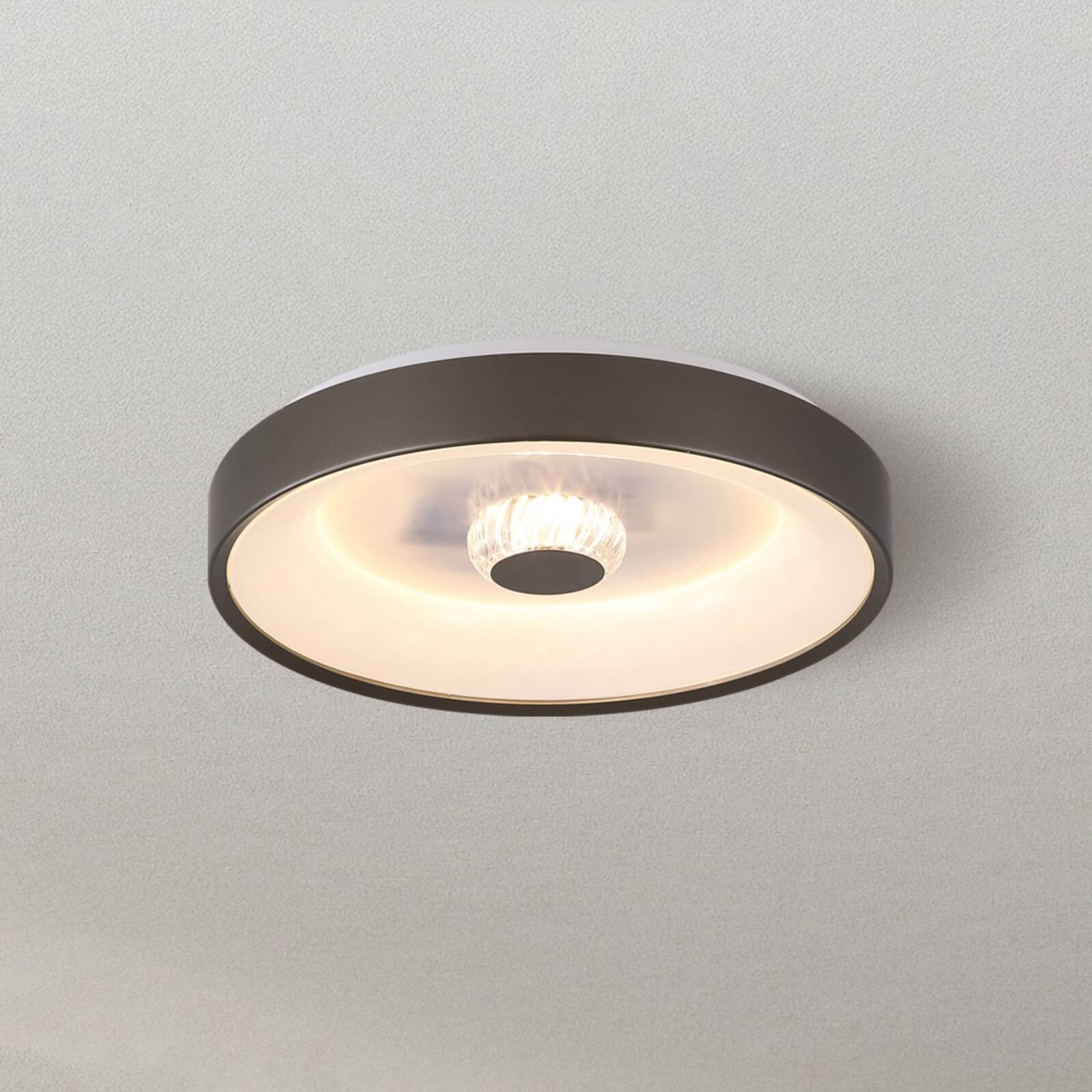 Stropné LED svetlo Polka, béžová/biela, Ø 38 cm, železo/akryl