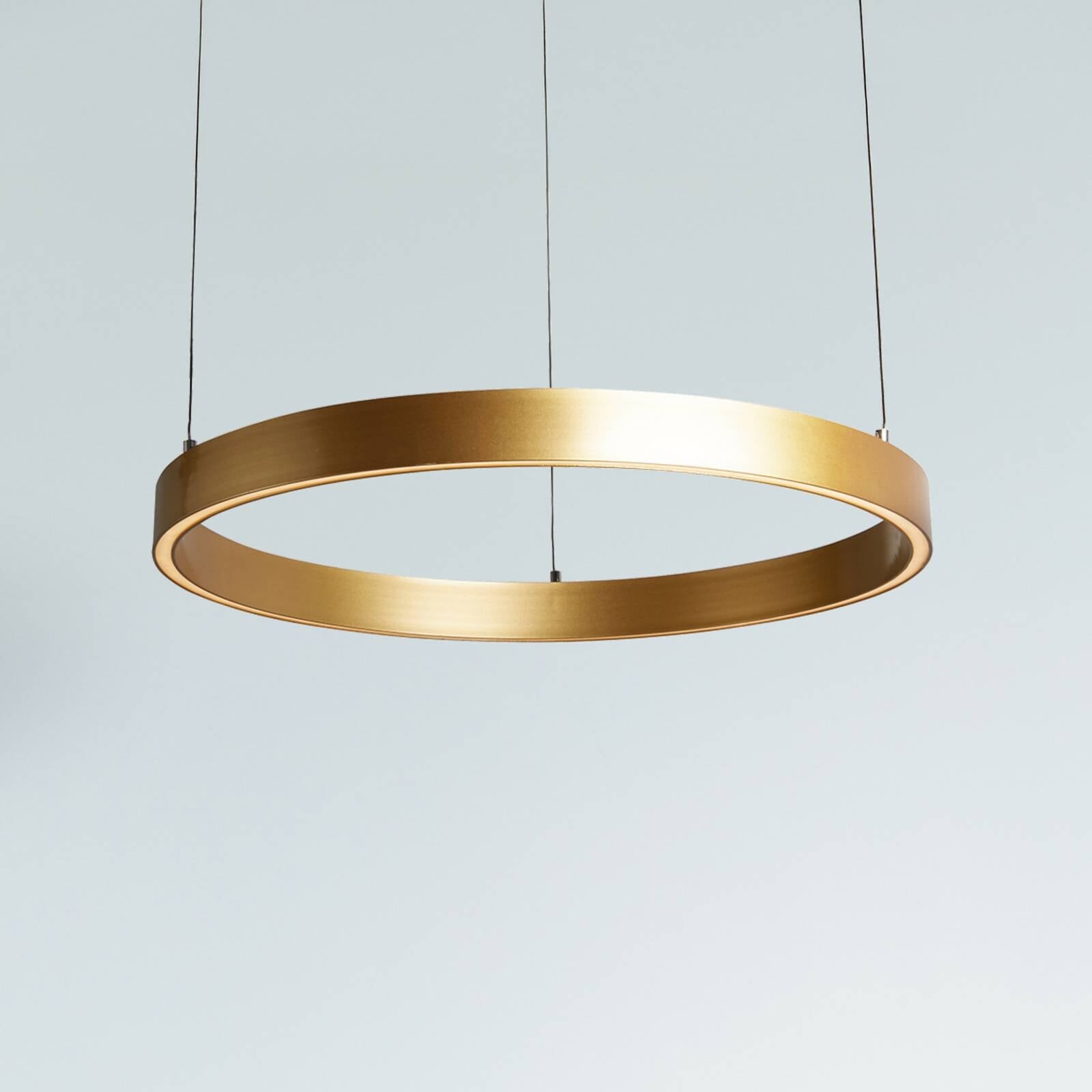 LED závesné svietidlo Layla, zlatá, Ø 64 cm CCT, s nastaviteľnou výškou