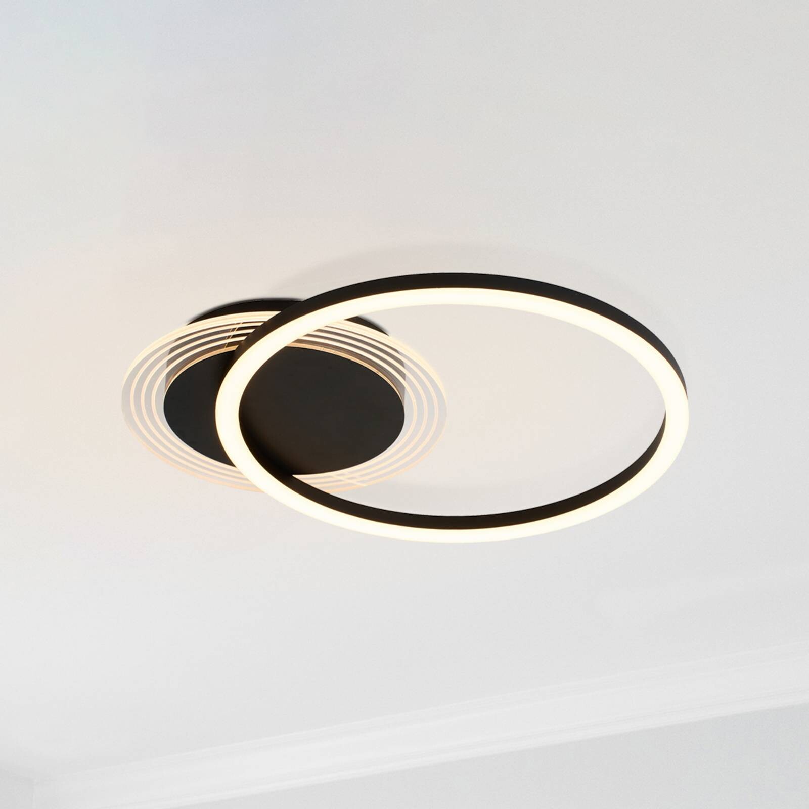 Stropné LED svetlo Contour, čierna matná, dĺžka 40 cm, železo/akryl