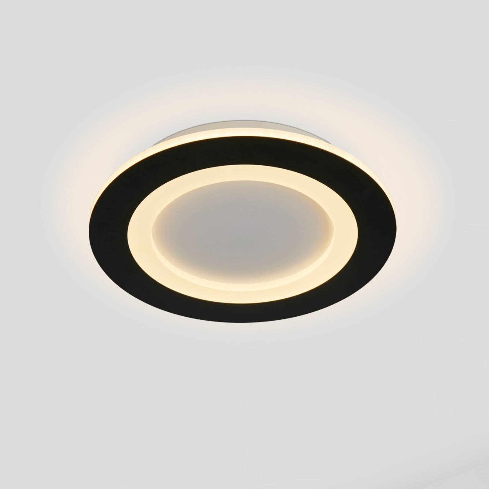 Stropné LED svetlo Ringo, Ø 39 cm, čierno-biele, železo/akryl, CCT