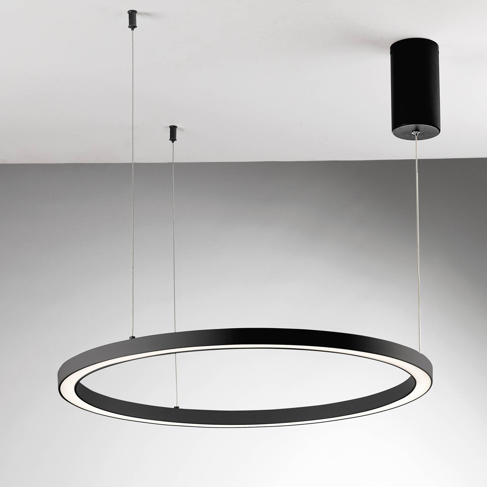 LED závesné svietidlo Hoop, čierna, Ø 80 cm, kov, CCT
