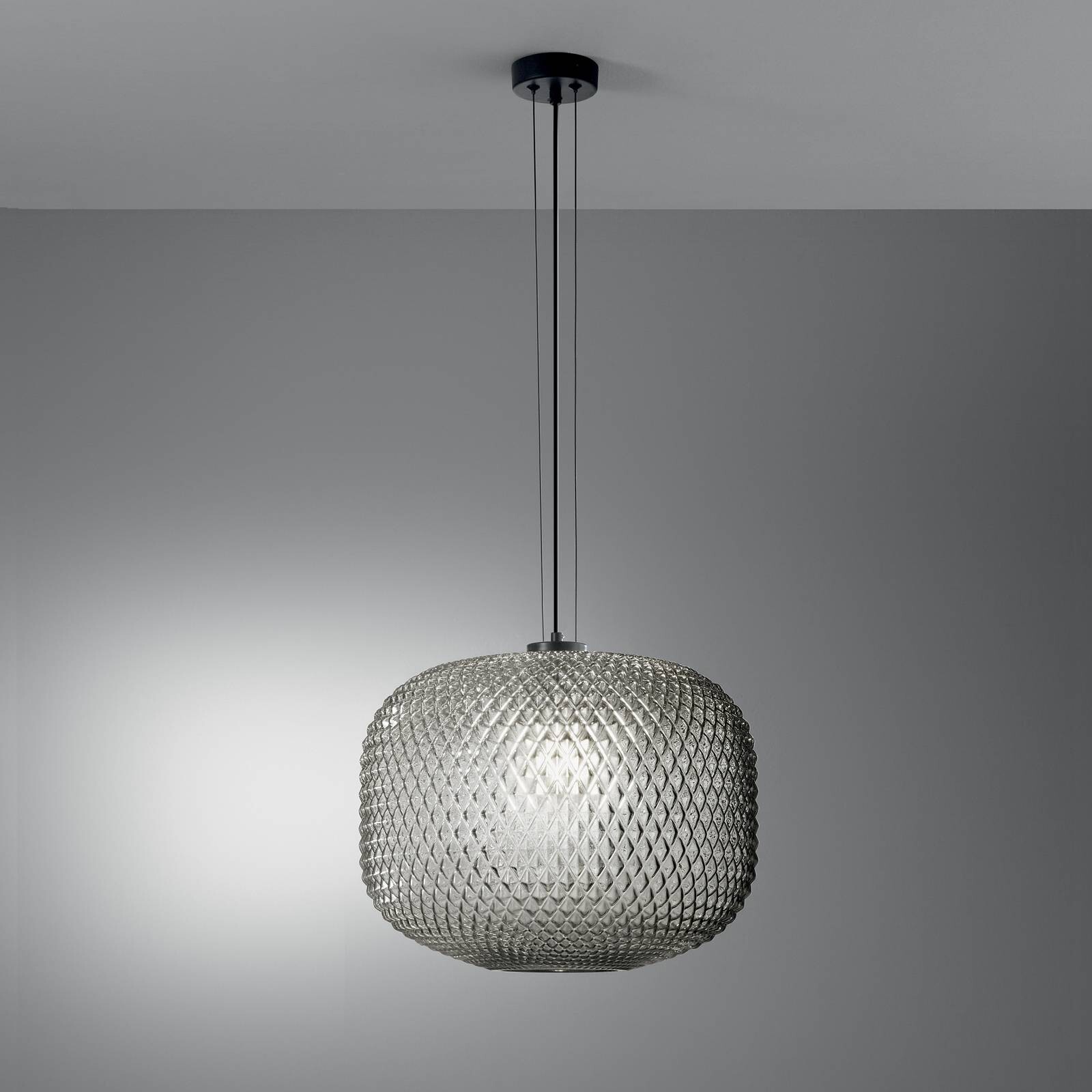 Závesné svietidlo Ashford, dymovo sivá, Ø 40 cm, sklo