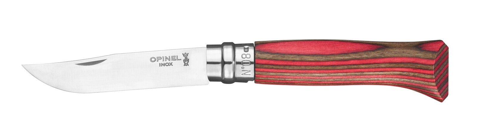 Opinel Zatvárací nôž N°08, rukoväť fínska breza, 8,5 cm, červená 002390