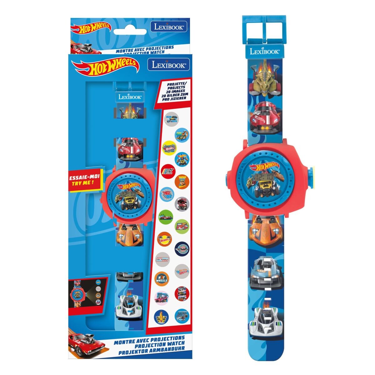 Lexibook Digitálne premietacie hodinky Hot Wheels s 20 obrázkami