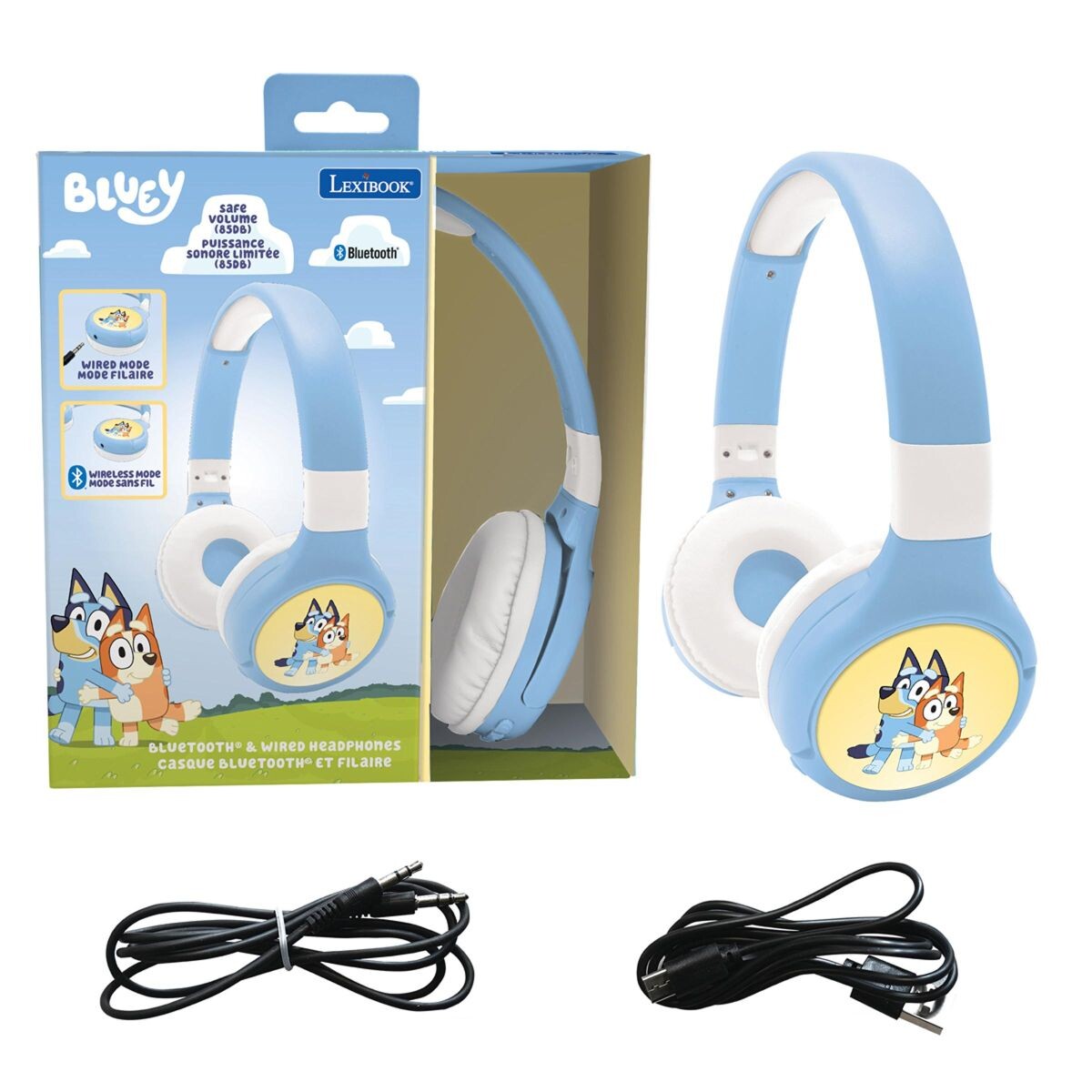 Lexibook 2v1 bluetooth skládacie slúchadlá Bluey s limitom hlasitosti