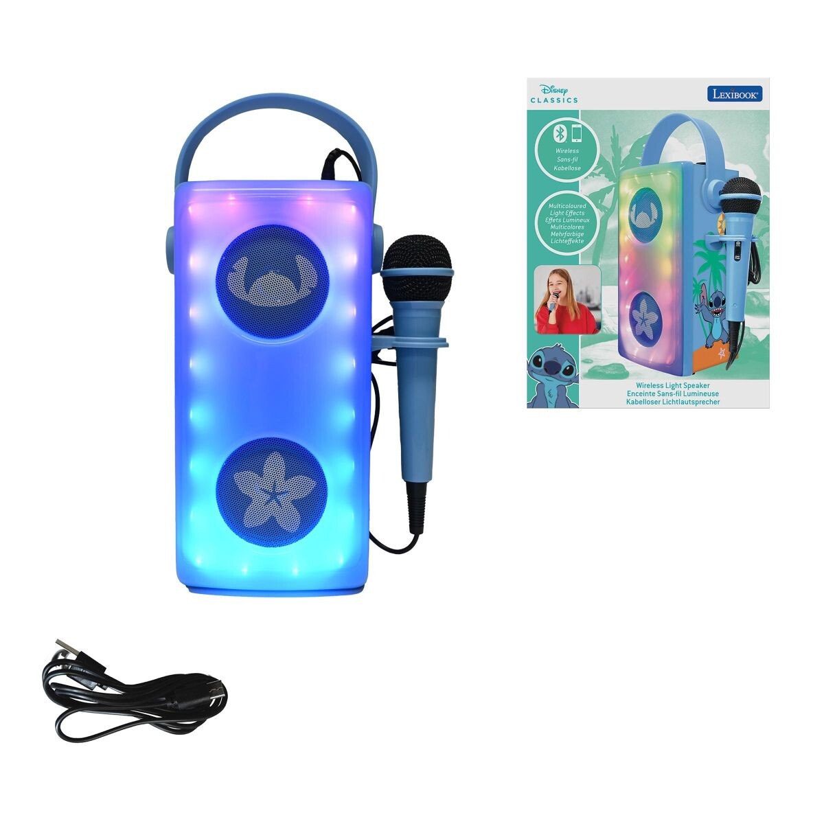 Lexibook Bluetooth reproduktor Stitch s mikrofónom a svetelnými efektmi