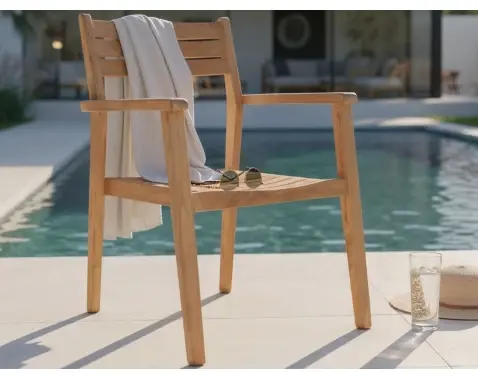 Záhradná stolička s podrúčkami Padang, teak%