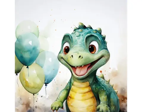 Detský obraz Veselý dino,  35x35 cm%
