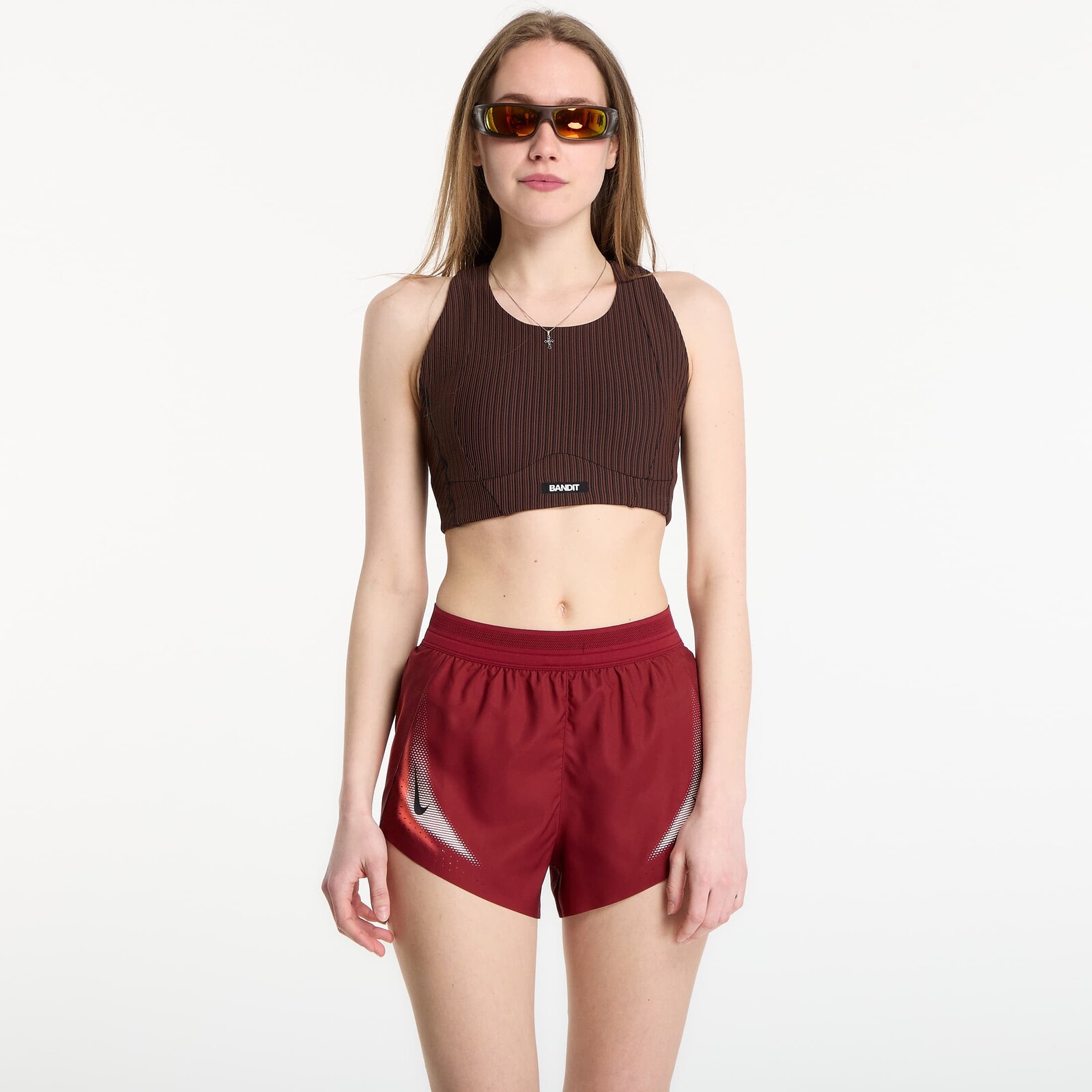 Podprsenka BANDIT Women's Striped Cadence™ Longline Bra Cacao/ Black S