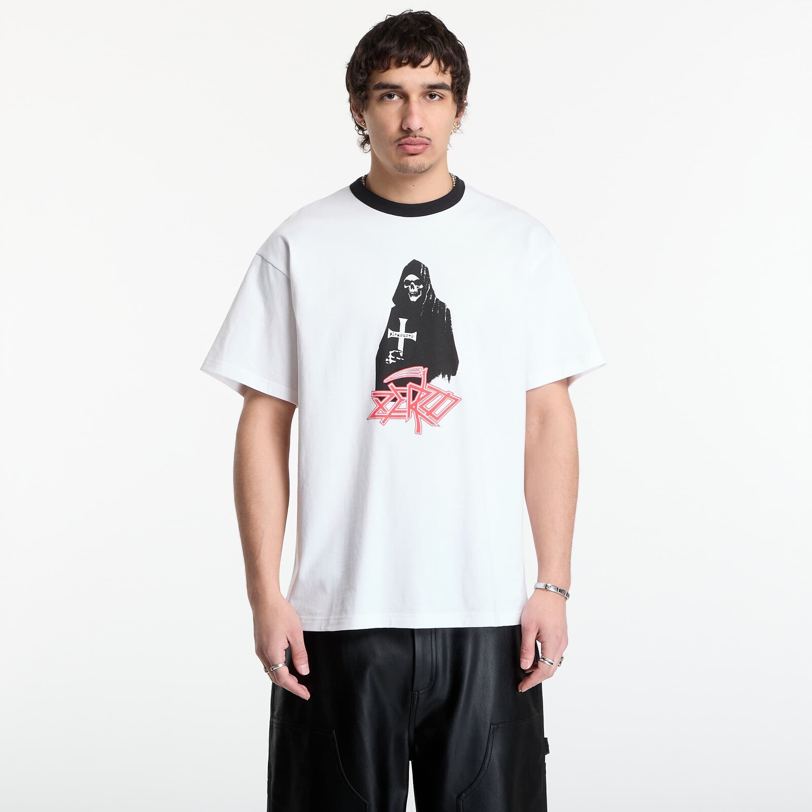 Tričko PLEASURES Reaper Ringer White XL