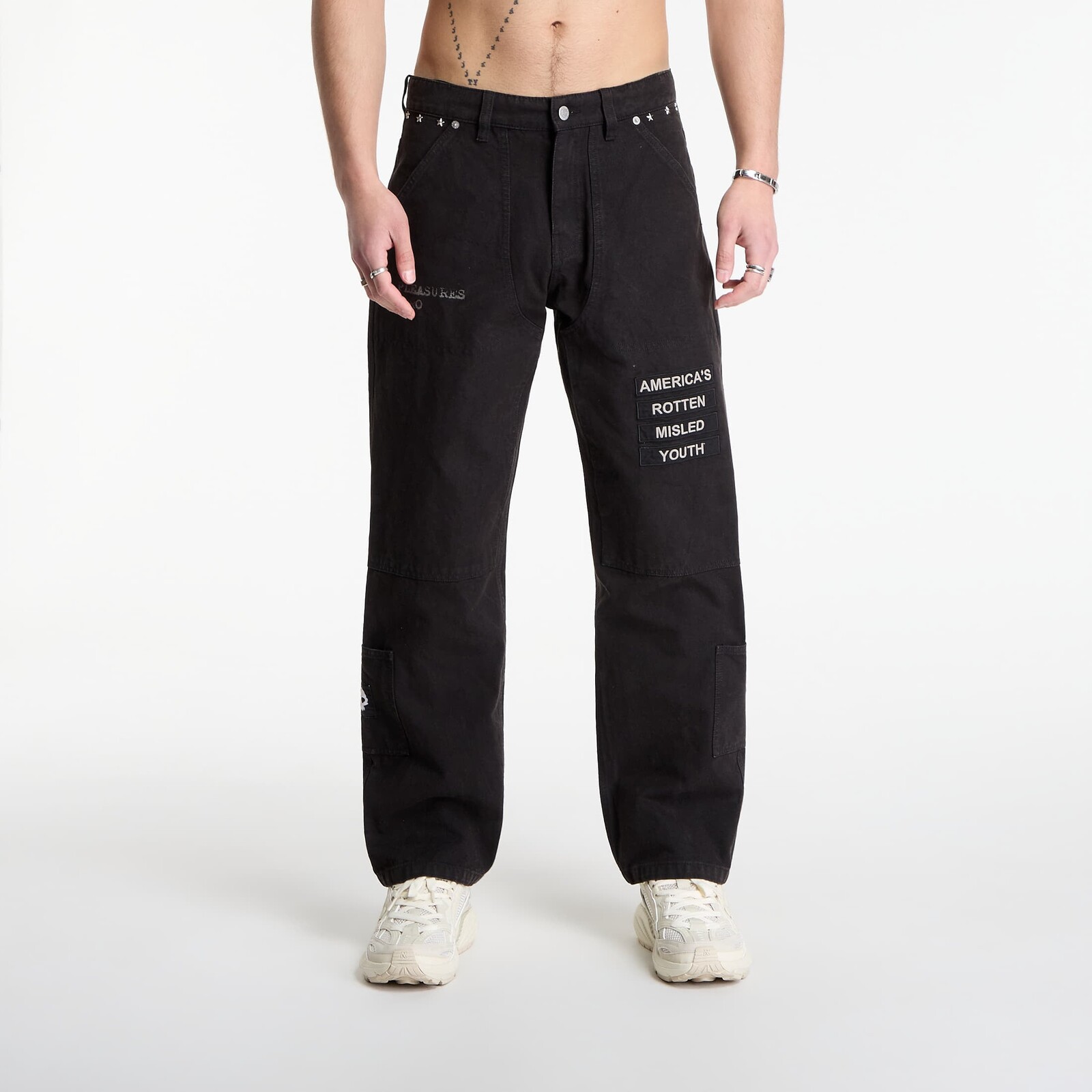 Džínsy PLEASURES Zero Work Pants Black 28